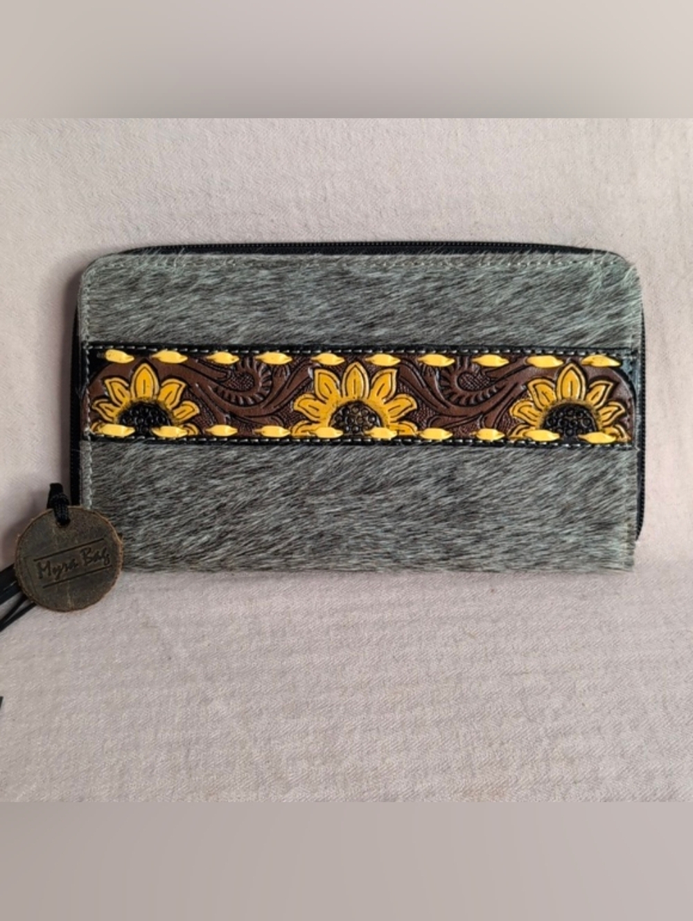 Myra Bag Oenomel Sunflower Leather Tooled Hairon Wallet-NWT